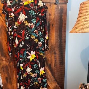 H&M Black Floral Long Sleeve Dress